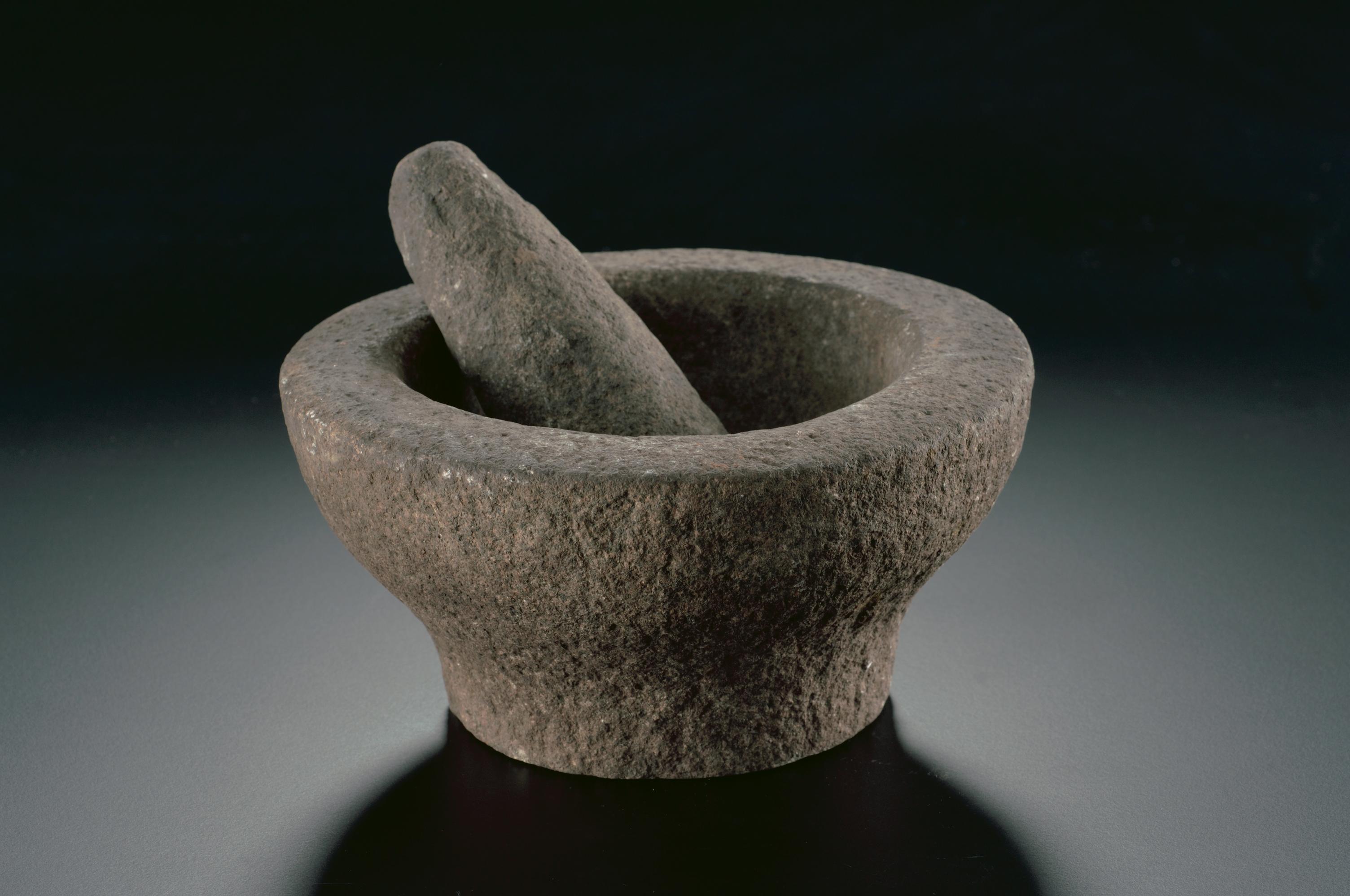 <strong> Kitchen granite mortar and pestle<br>
</strong><br>
2006-01404<br>
1970s<br>
Singapore<br>
Collection of the National Museum of Singapore<br>
<p style="color: #000000; margin: 0in 0in 8pt;"><span style="background: white; letter-spacing: 0.4pt;">To see other mortars and pestles in the NC, click </span><span style="background: white; letter-spacing: 0.4pt; color: #0070c0;">here</span><span style="background: white; letter-spacing: 0.4pt;">.</span>